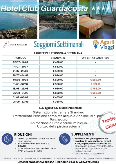 Hotel Club Guardacosta**** Soggiorni Settimanali