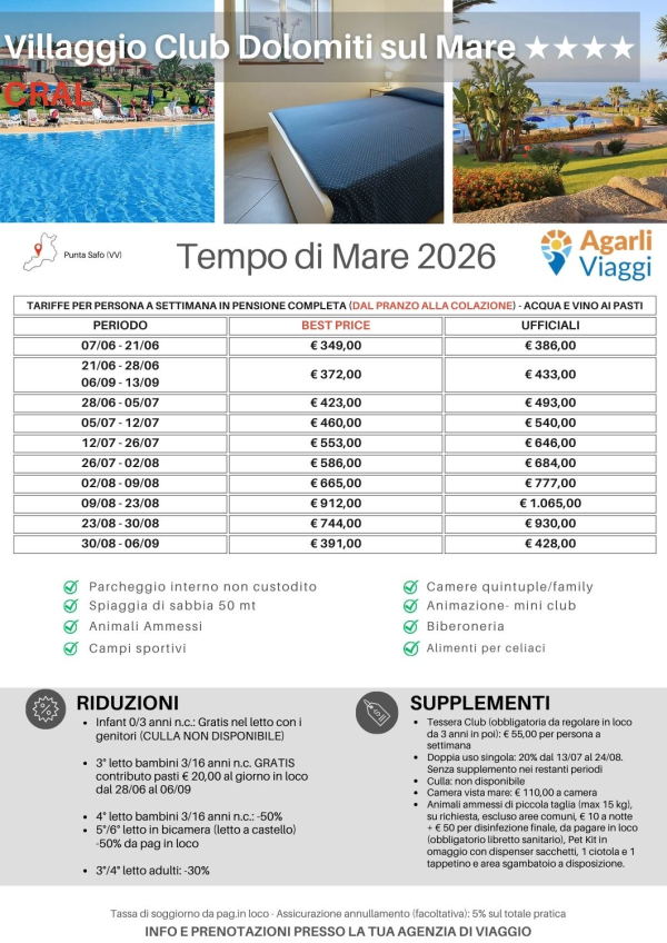 Villaggio Club Dolomiti sul Mare**** - Punta Saf&ograve; (VV)
