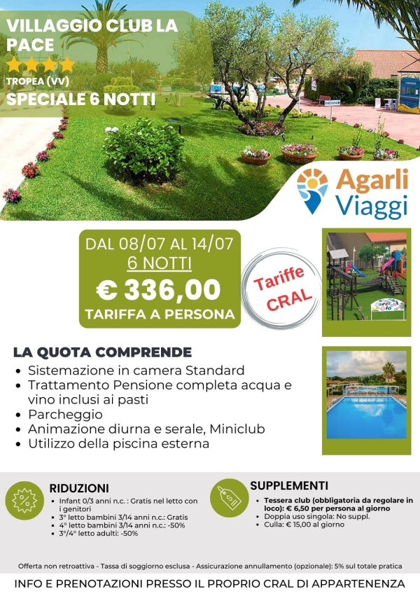 Villaggio Club La Pace**** - Speciale 6 notti