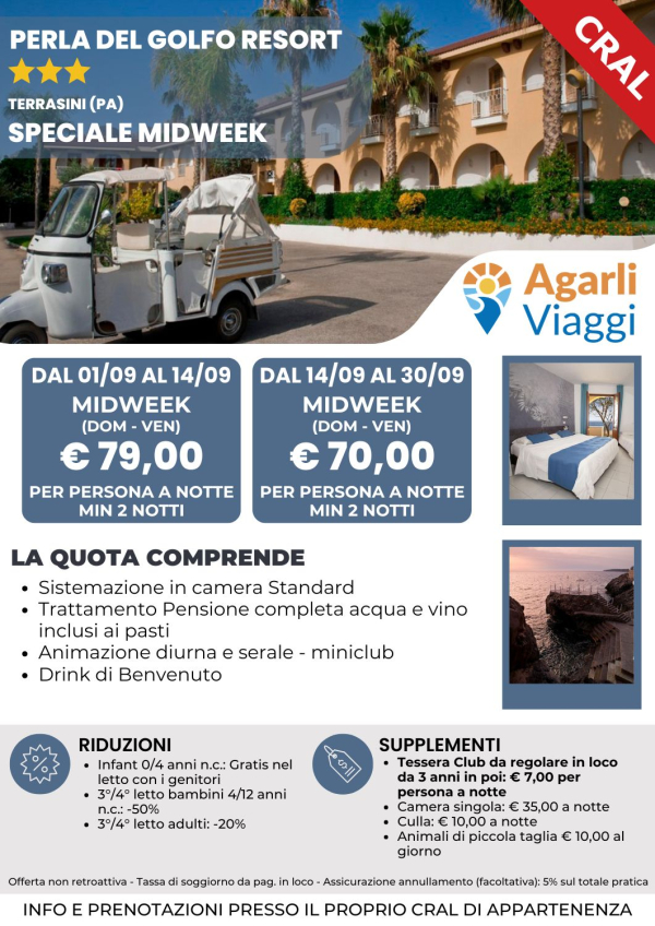 Perla del Golfo Resort*** - Terrasini (PA)    Speciale MidWeek