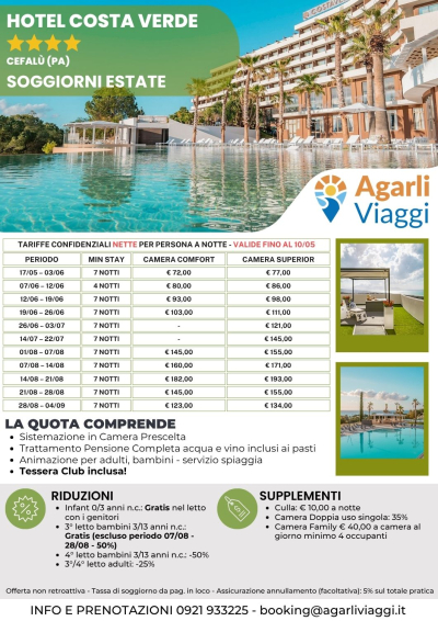 Hotel Costa Verde**** - Cefal&ugrave; (PA)