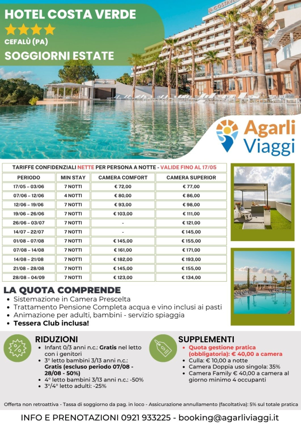 Hotel Costa Verde**** - Cefal&ugrave; (PA)