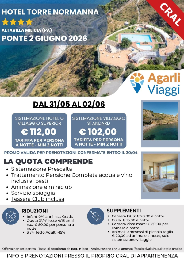 Hotel Torre Normanna**** - Altavilla Milicia (PA)      ponte 2 giugno