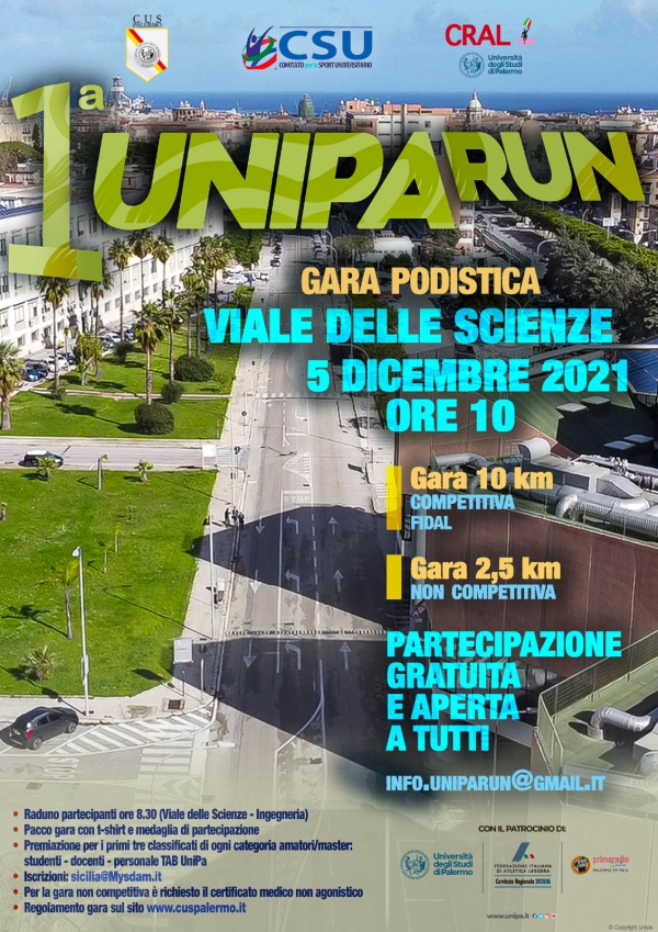1&deg; UniPa Run: manifestazione podistica gratuita